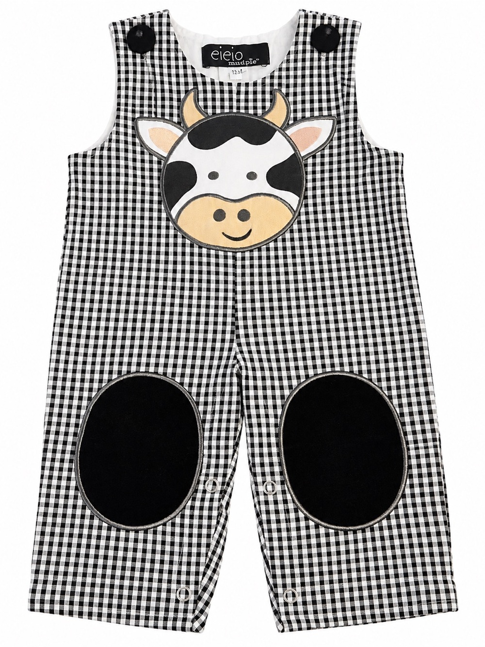 Mud Pie Cow Gingham Farm Appliqué - 1053